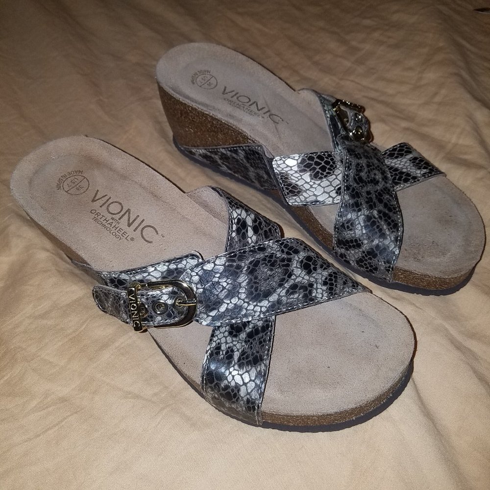 Vionic Danette Platform Slide Snake Sandals - image 1